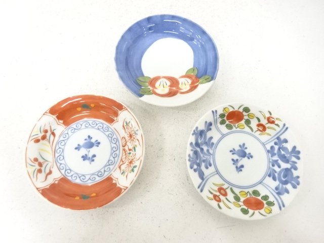 JAPANESE CERAMIC / SET OF 3 PLATE / FLOWER